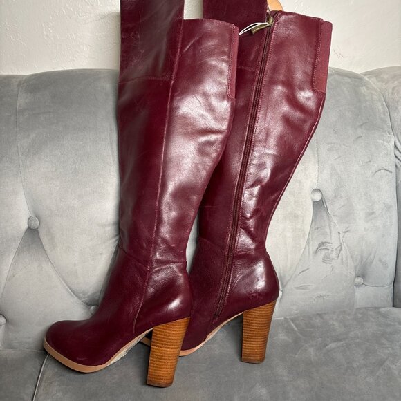 Lane Bryant Burgundy Leather  collection luciana Tall Platform Boots – 8W - Picture 11 of 15